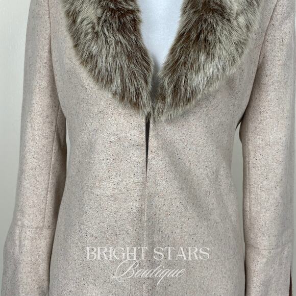 Vintage Rare Jacket Faux Fur Wool Collar ASO Rachel Green Friends Beige Classic - Picture 9 of 12